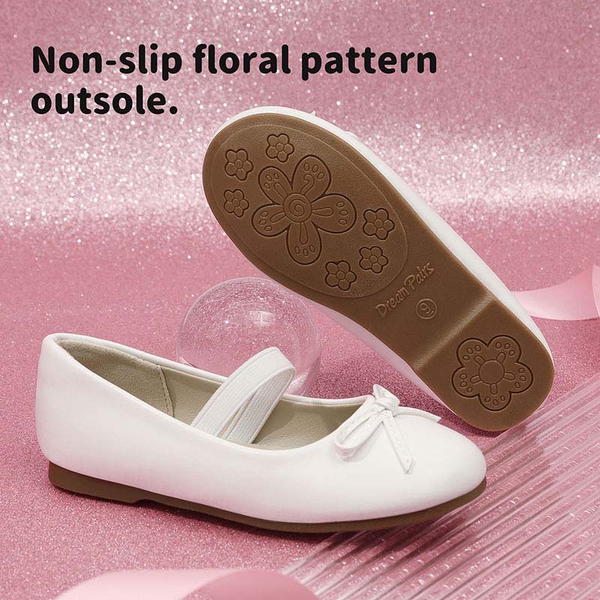 Girl's Ballerina Flat Shoes - WHITE-PU - 3